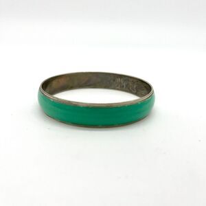 Vintage Green Enamel Bangle Bracelet Boho Statement Jewelry‎ Metal Band